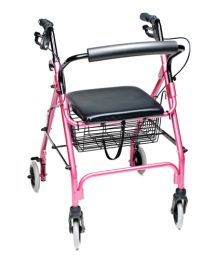 Rollator 4-Whl Lite - Pink Pad Seat  Loop Brk Lumex