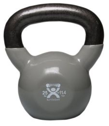 Kettlebell Vinyl Coated Weight Silver  25lb  11  Diameter