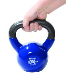 Kettlebell Vinyl Coated Weight Blue  15lb  9  Diameter