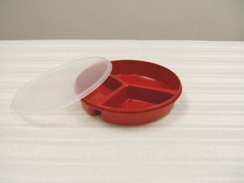 Scoop Dish Partitioned w/Lid Redware