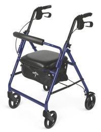 Rollator 4-Wheel Blue w/Padded Seat  Blue -Medline