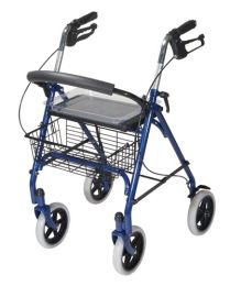 4 Wheel Steel Rollator w/8  Casters & Basket- Loop-Blue