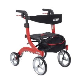 Nitro Aluminum Rollator  Hemi Height w/10  Casters  Red