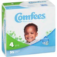 Comfees CMF-4 Disposable Baby Diapers-Size 4-124/Case